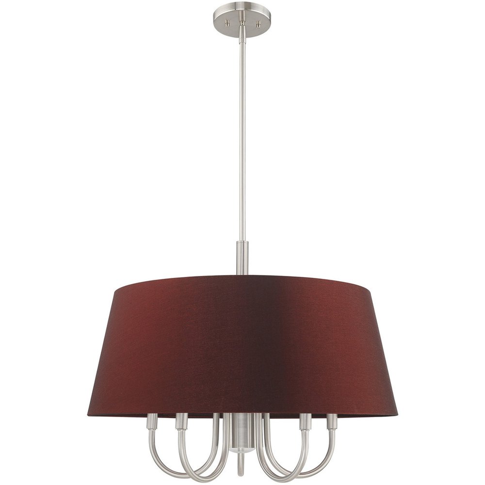 Nickel Six Light Metal Dimmable Chandelier With Shades HomeRoots