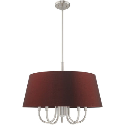 Nickel Six Light Metal Dimmable Chandelier With Shades HomeRoots