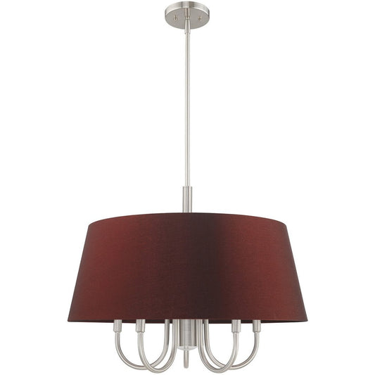 Nickel Six Light Metal Dimmable Chandelier With Shades HomeRoots