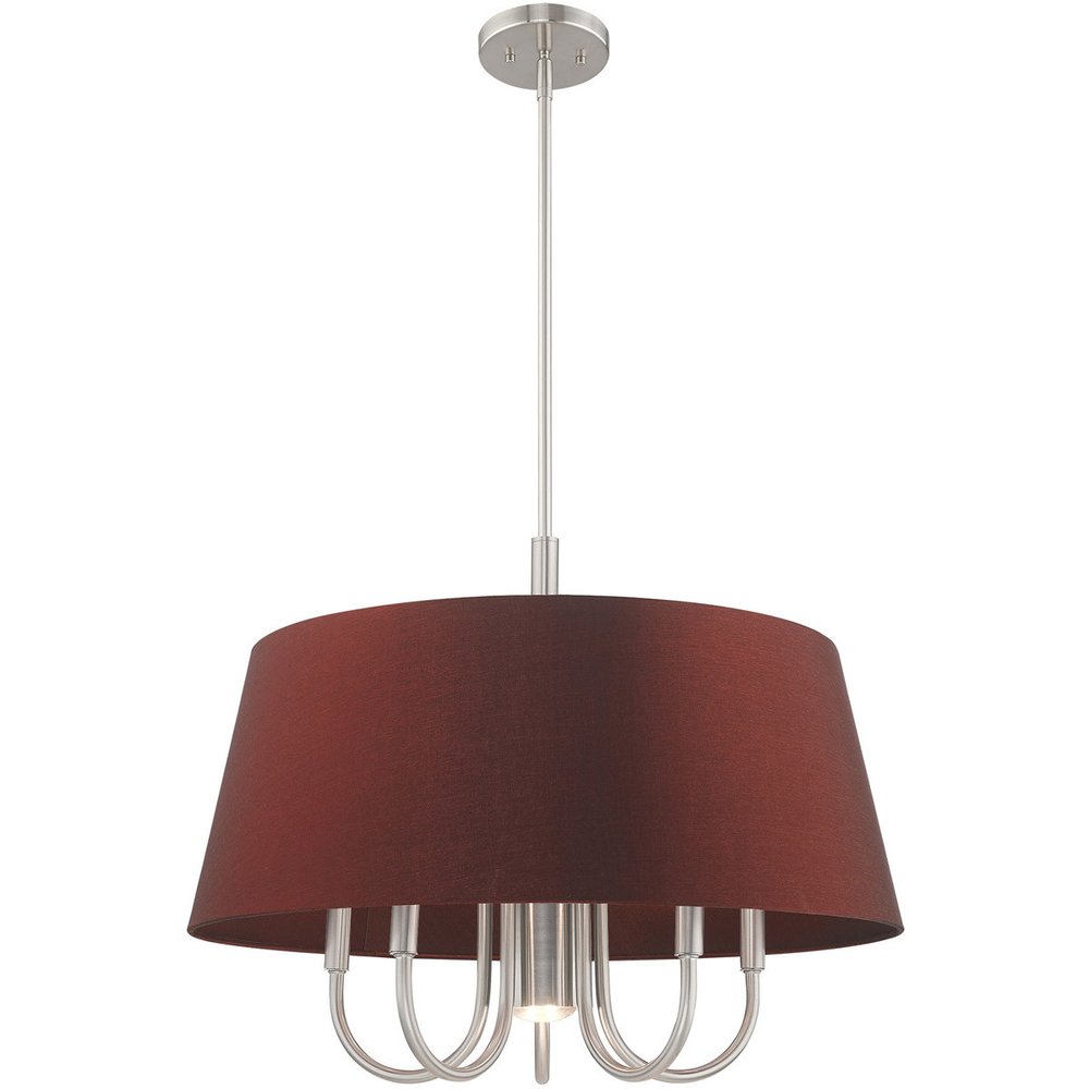 Nickel Six Light Metal Dimmable Chandelier With Shades HomeRoots