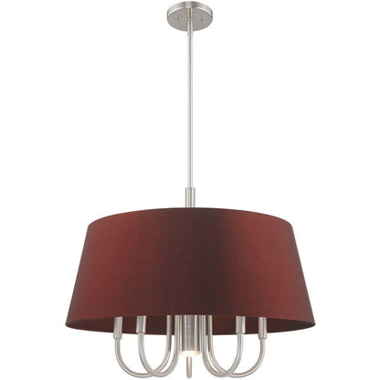 Nickel Six Light Metal Dimmable Chandelier With Shades HomeRoots