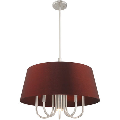 Nickel Six Light Metal Dimmable Chandelier With Shades HomeRoots