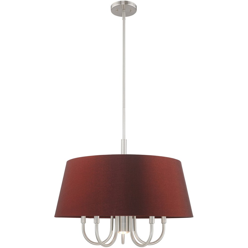 Nickel Six Light Metal Dimmable Chandelier With Shades HomeRoots