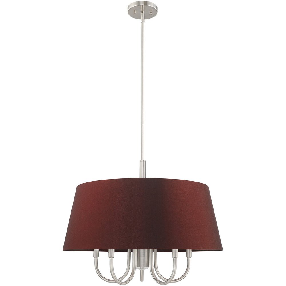 Nickel Six Light Metal Dimmable Chandelier With Shades HomeRoots