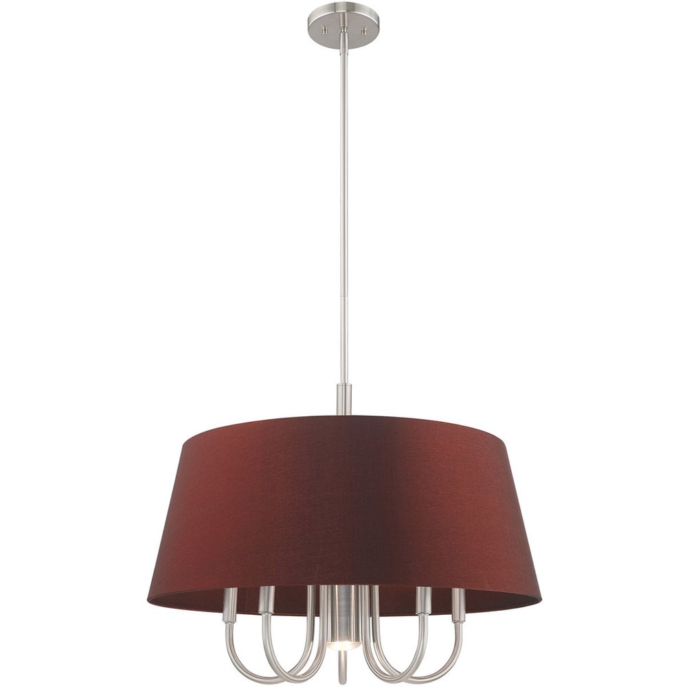 Nickel Six Light Metal Dimmable Chandelier With Shades HomeRoots