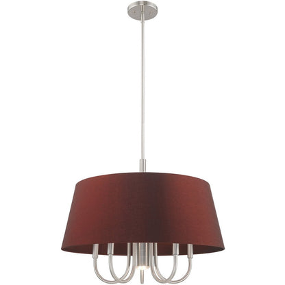 Nickel Six Light Metal Dimmable Chandelier With Shades HomeRoots
