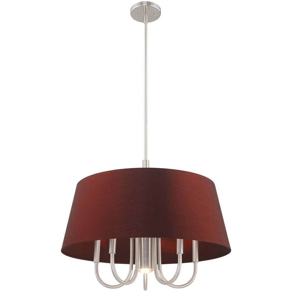 Nickel Six Light Metal Dimmable Chandelier With Shades HomeRoots