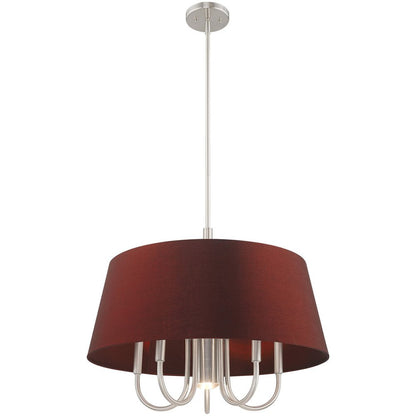 Nickel Six Light Metal Dimmable Chandelier With Shades HomeRoots