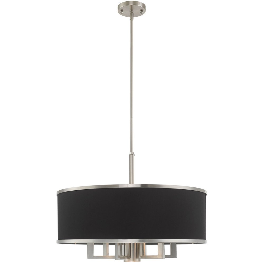 Nickel Seven Light Metal Dimmable Chandelier With Shades HomeRoots