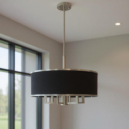 Nickel Seven Light Metal Dimmable Chandelier With Shades HomeRoots