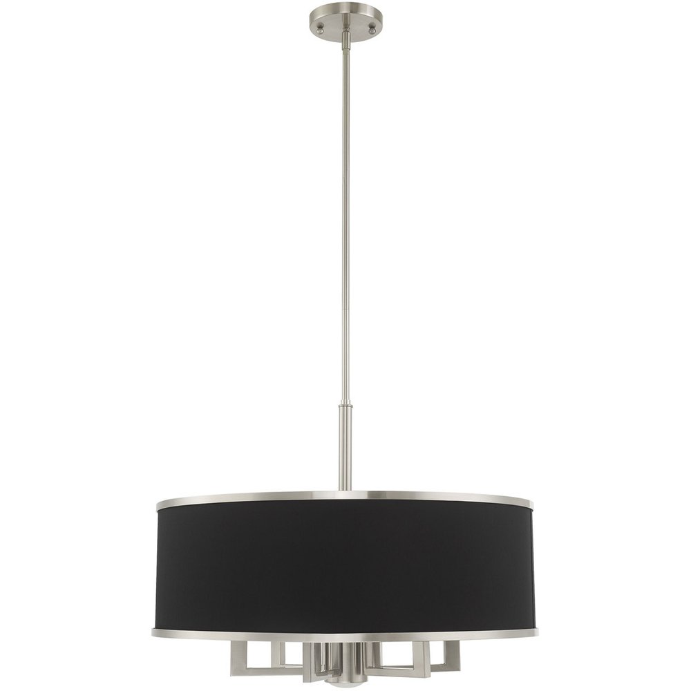 Nickel Seven Light Metal Dimmable Chandelier With Shades HomeRoots