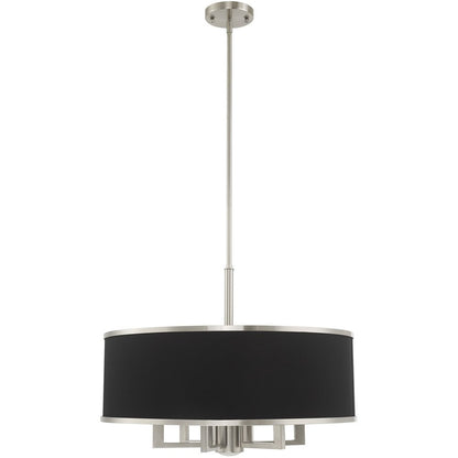 Nickel Seven Light Metal Dimmable Chandelier With Shades HomeRoots