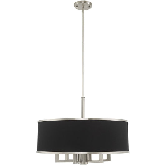 Nickel Seven Light Metal Dimmable Chandelier With Shades HomeRoots