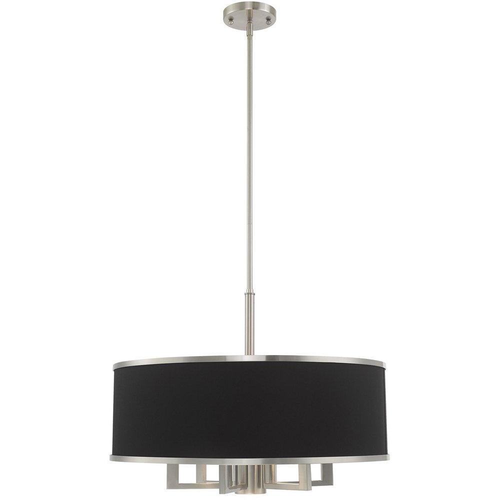 Nickel Seven Light Metal Dimmable Chandelier With Shades HomeRoots