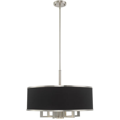 Nickel Seven Light Metal Dimmable Chandelier With Shades HomeRoots