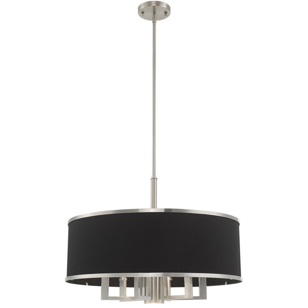 Nickel Seven Light Metal Dimmable Chandelier With Shades HomeRoots