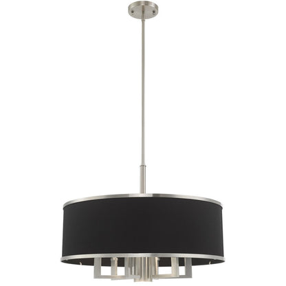 Nickel Seven Light Metal Dimmable Chandelier With Shades HomeRoots
