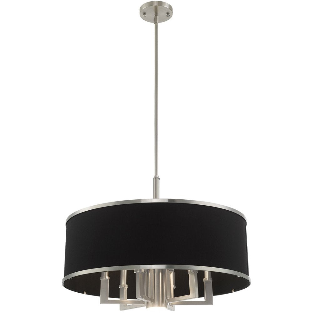 Nickel Seven Light Metal Dimmable Chandelier With Shades HomeRoots