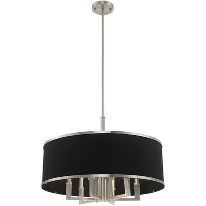 Nickel Seven Light Metal Dimmable Chandelier With Shades HomeRoots