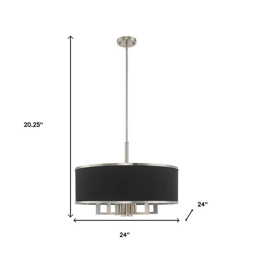 Nickel Seven Light Metal Dimmable Chandelier With Shades HomeRoots