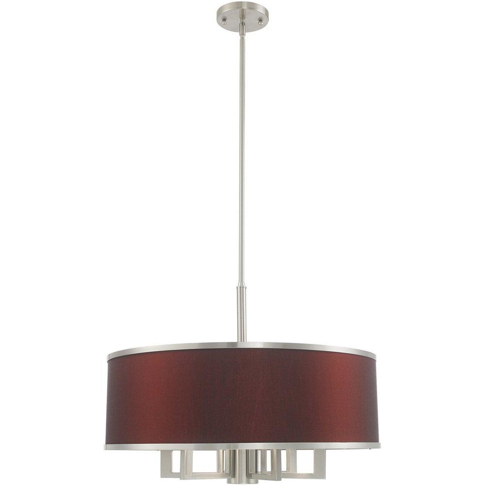 Nickel Seven Light Metal Dimmable Chandelier With Shades HomeRoots