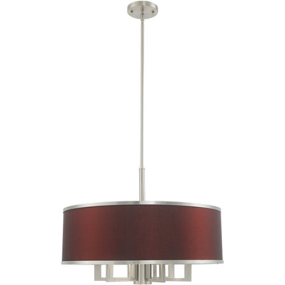 Nickel Seven Light Metal Dimmable Chandelier With Shades HomeRoots
