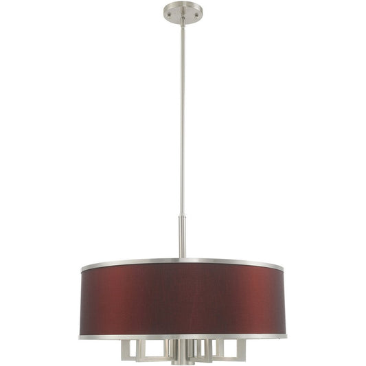 Nickel Seven Light Metal Dimmable Chandelier With Shades HomeRoots