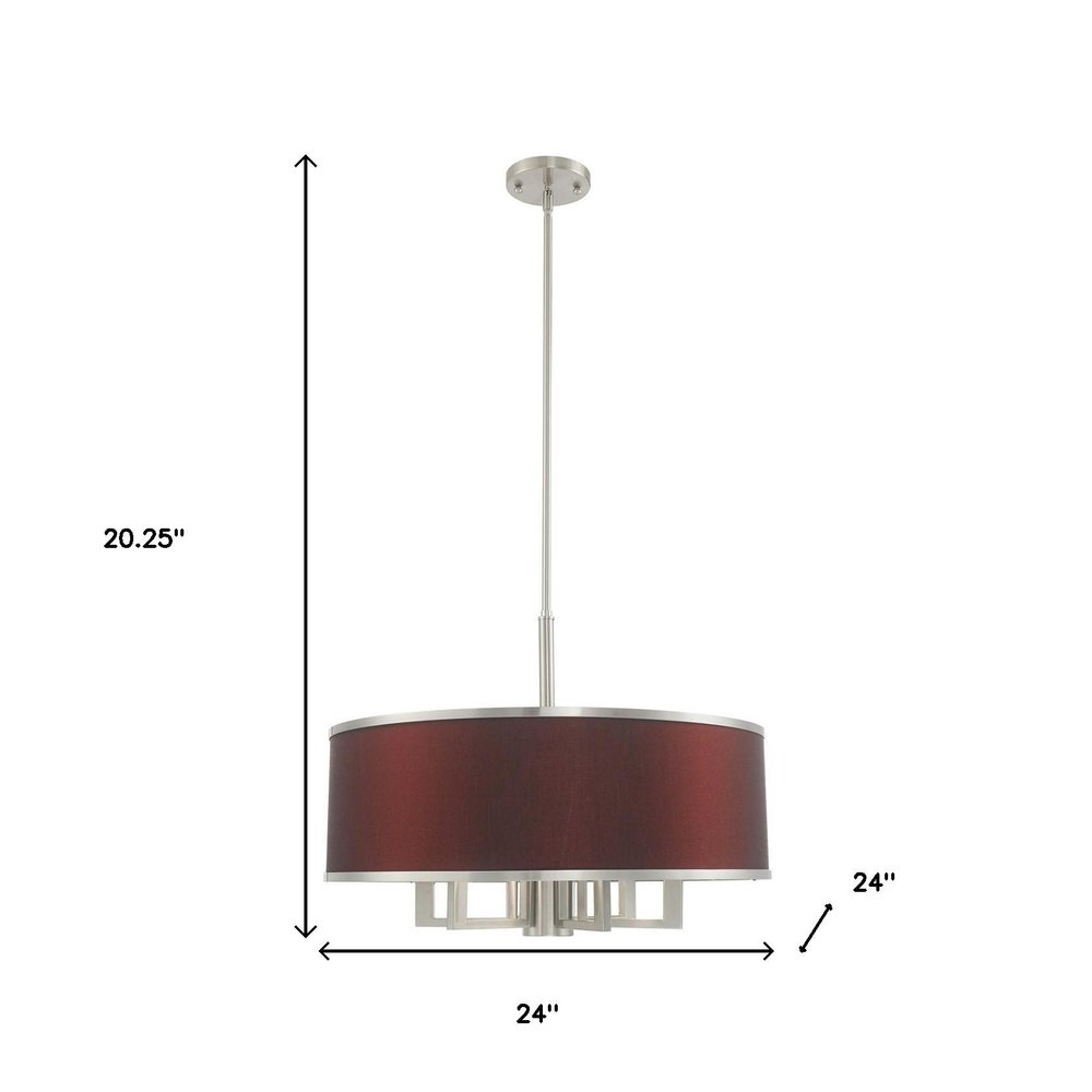 Nickel Seven Light Metal Dimmable Chandelier With Shades HomeRoots