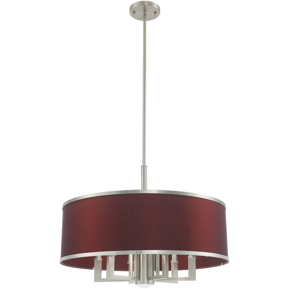 Nickel Seven Light Metal Dimmable Chandelier With Shades HomeRoots