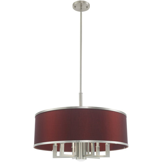 Nickel Seven Light Metal Dimmable Chandelier With Shades HomeRoots