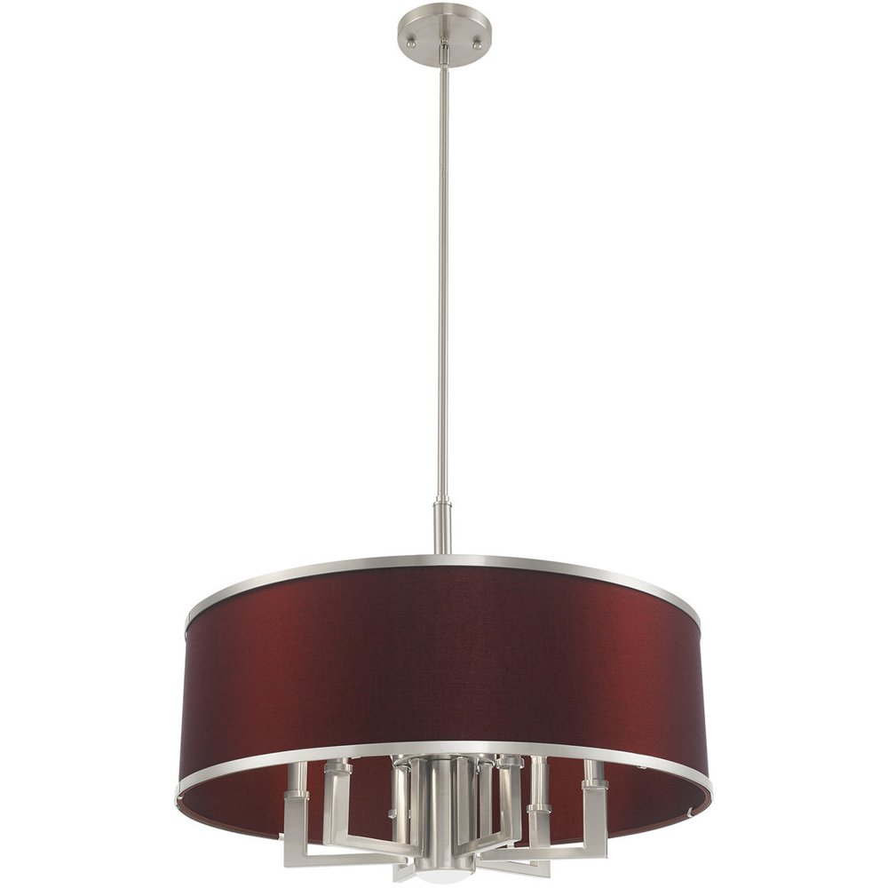 Nickel Seven Light Metal Dimmable Chandelier With Shades HomeRoots
