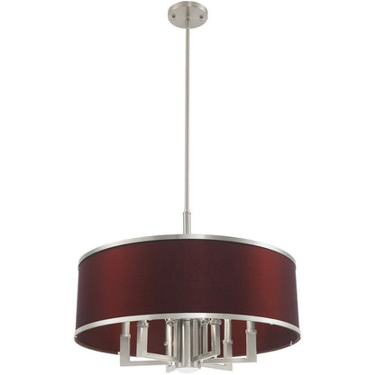 Nickel Seven Light Metal Dimmable Chandelier With Shades HomeRoots