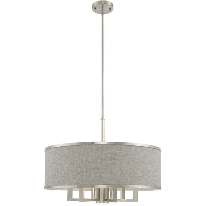 Nickel Seven Light Metal Dimmable Chandelier With Shades HomeRoots