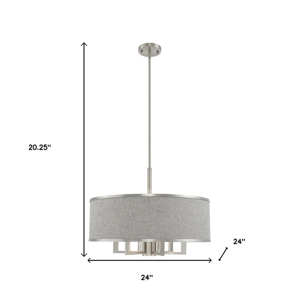 Nickel Seven Light Metal Dimmable Chandelier With Shades HomeRoots