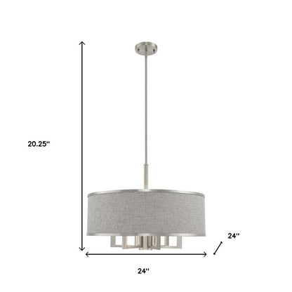 Nickel Seven Light Metal Dimmable Chandelier With Shades HomeRoots