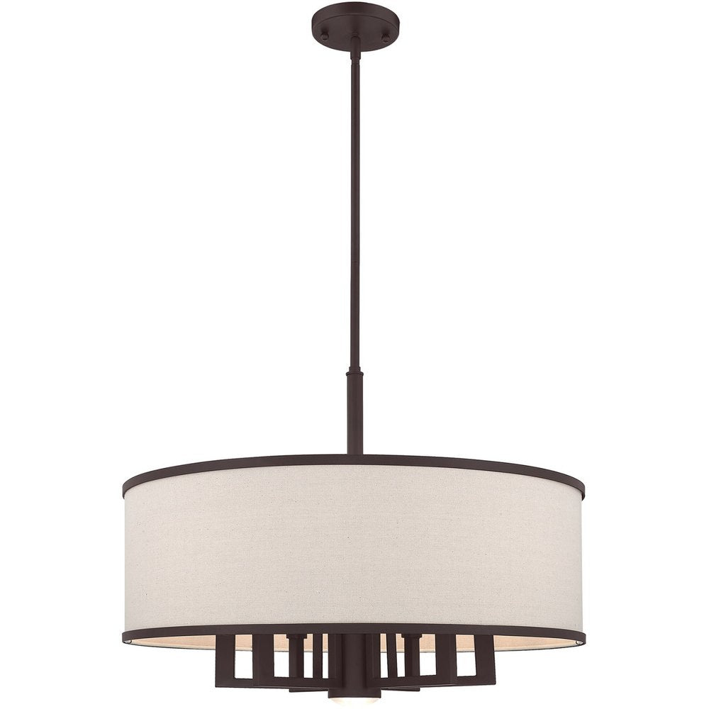Bronze Seven Light Metal Dimmable Chandelier With Shades HomeRoots