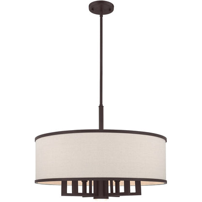 Bronze Seven Light Metal Dimmable Chandelier With Shades HomeRoots