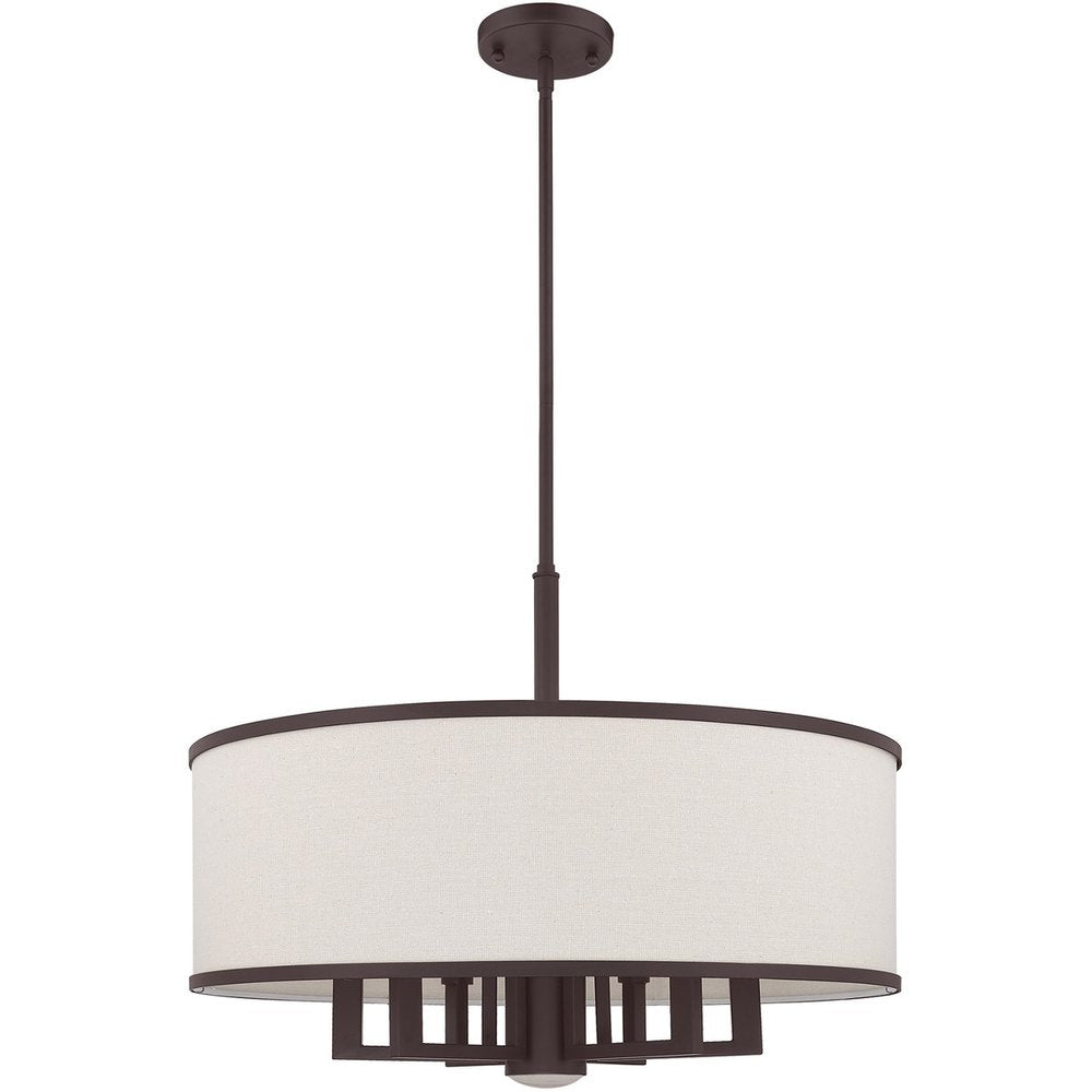 Bronze Seven Light Metal Dimmable Chandelier With Shades HomeRoots