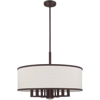 Bronze Seven Light Metal Dimmable Chandelier With Shades HomeRoots