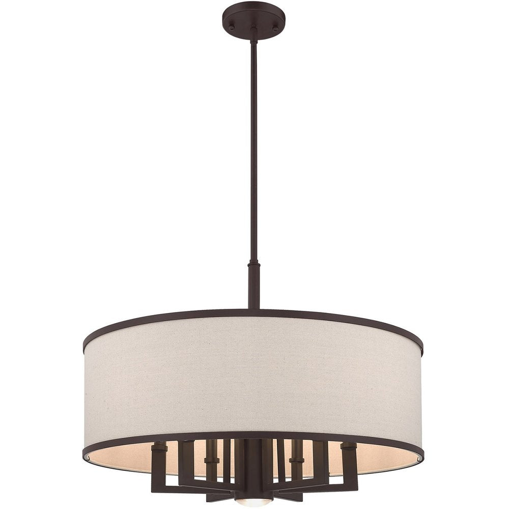 Bronze Seven Light Metal Dimmable Chandelier With Shades HomeRoots