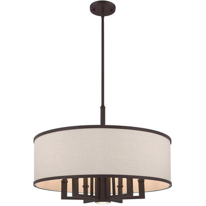 Bronze Seven Light Metal Dimmable Chandelier With Shades HomeRoots