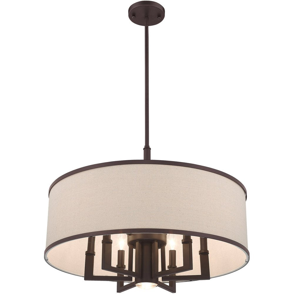 Bronze Seven Light Metal Dimmable Chandelier With Shades HomeRoots