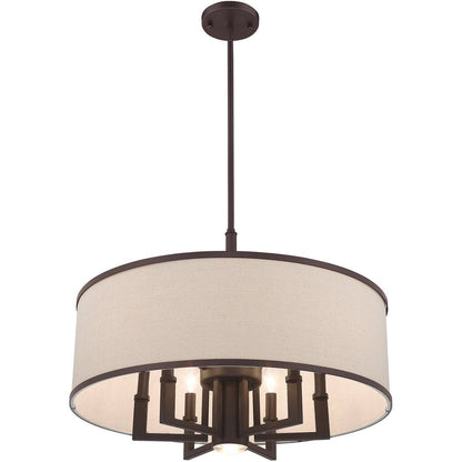 Bronze Seven Light Metal Dimmable Chandelier With Shades HomeRoots