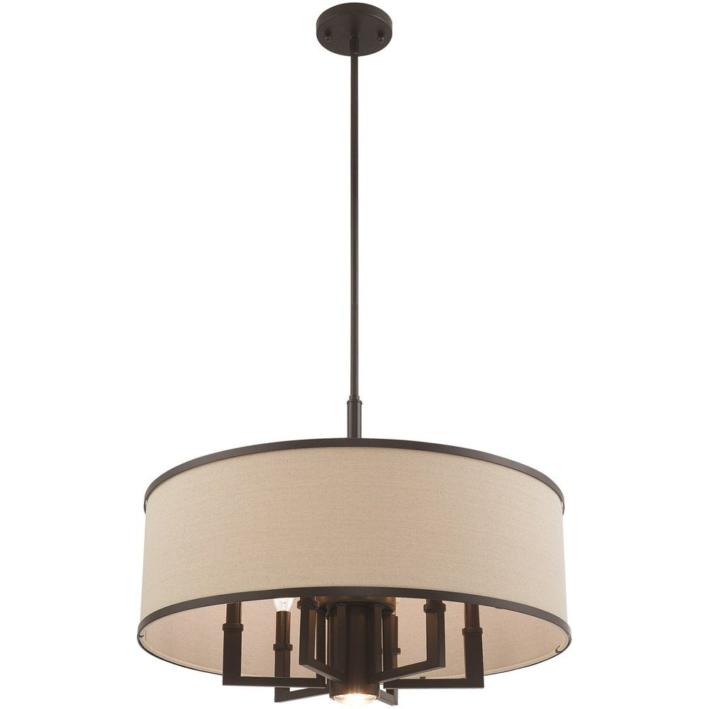 Bronze Seven Light Metal Dimmable Chandelier With Shades HomeRoots