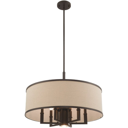 Bronze Seven Light Metal Dimmable Chandelier With Shades HomeRoots