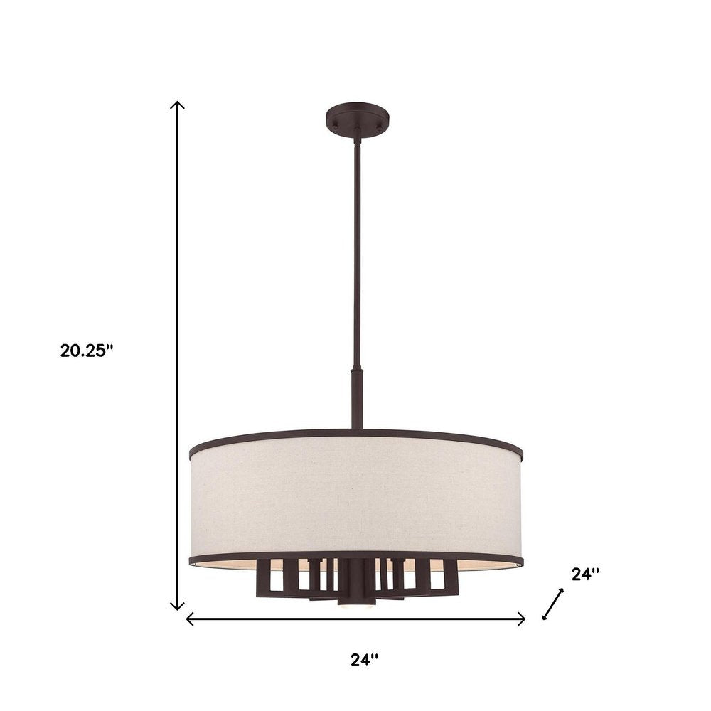 Bronze Seven Light Metal Dimmable Chandelier With Shades HomeRoots