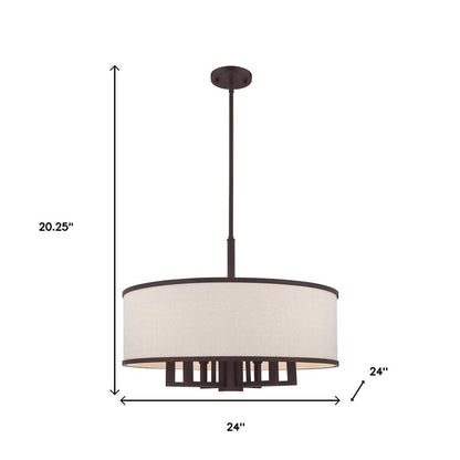Bronze Seven Light Metal Dimmable Chandelier With Shades HomeRoots