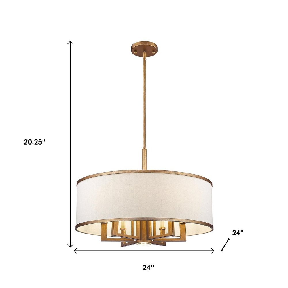 Antiqued Gold Seven Light Metal Dimmable Chandelier With Shades HomeRoots