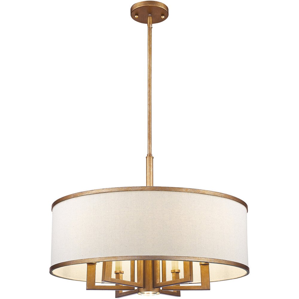 Antiqued Gold Seven Light Metal Dimmable Chandelier With Shades HomeRoots