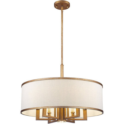 Antiqued Gold Seven Light Metal Dimmable Chandelier With Shades HomeRoots